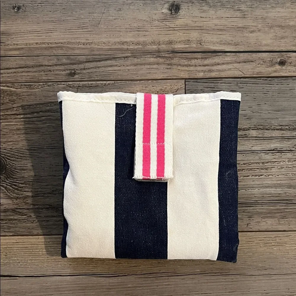 Pottery Barn Kids Striped Baby Bag with Pink Handles